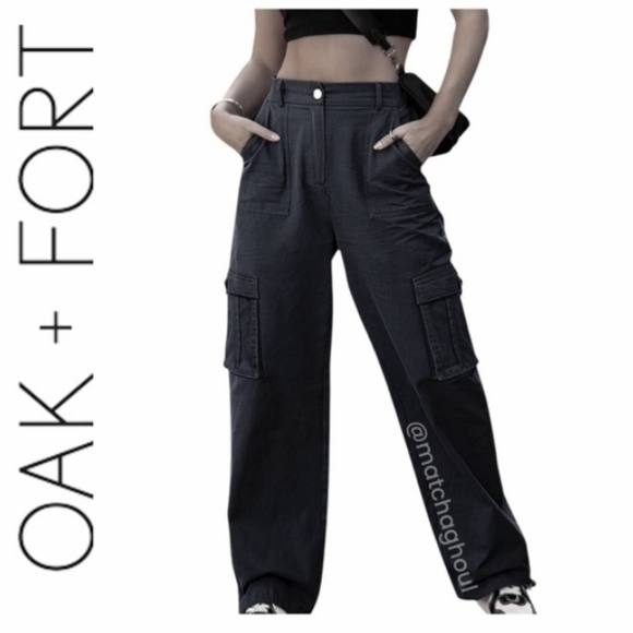 OAK + FORT Pants - 💙 OAK + FORT Black Cargo Pants